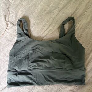 Lululemon Green Sports Bra with Wide Straps and Scoop Neckline